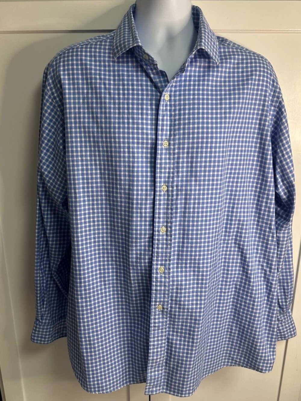 Polo by Ralph Lauren Men's Dress Shirt XXL Blue Gingham Preppy
